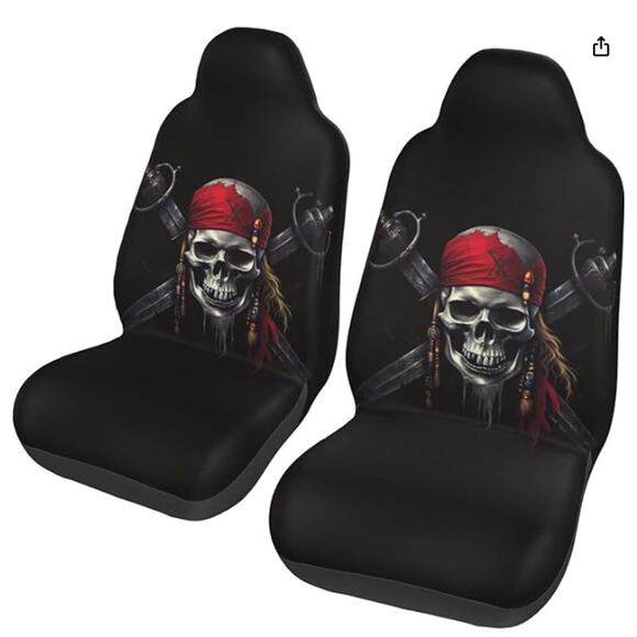 Ouqiuwa Car Front Seat Covers Pirates Skull Flag Universal Fit Auto SUV Trucks - Picture 1 of 3